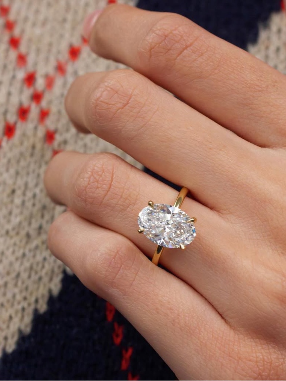 S925 Gold Tone Solitaire Oval Engagement Ring Women’s Size 8 NWT